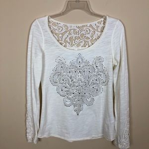 NWOT - Boho Gypsy Decorative Cream Top